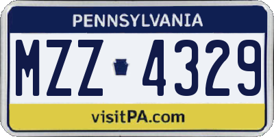 PA license plate MZZ4329