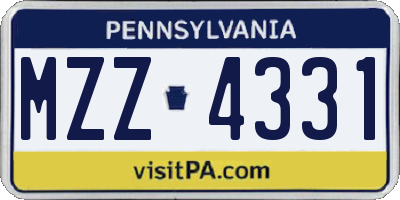 PA license plate MZZ4331