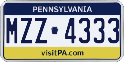 PA license plate MZZ4333