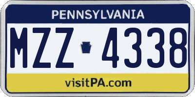 PA license plate MZZ4338