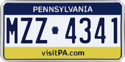 PA license plate MZZ4341