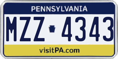 PA license plate MZZ4343