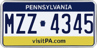 PA license plate MZZ4345