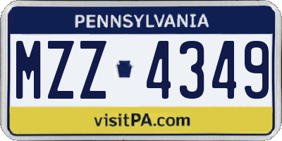 PA license plate MZZ4349