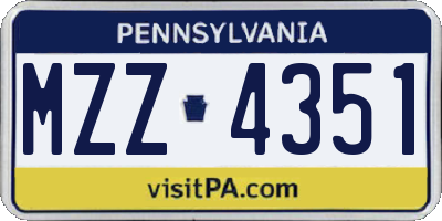 PA license plate MZZ4351
