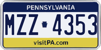 PA license plate MZZ4353
