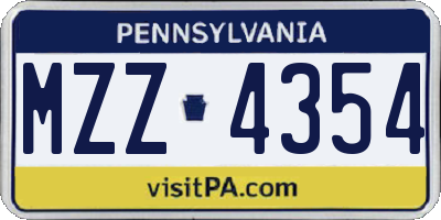 PA license plate MZZ4354