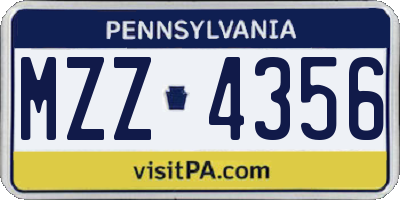 PA license plate MZZ4356