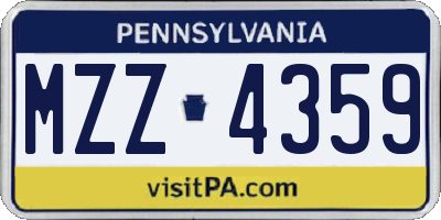 PA license plate MZZ4359