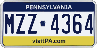 PA license plate MZZ4364