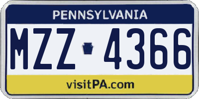 PA license plate MZZ4366