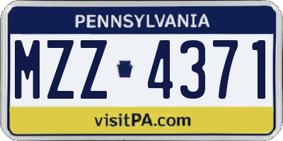 PA license plate MZZ4371