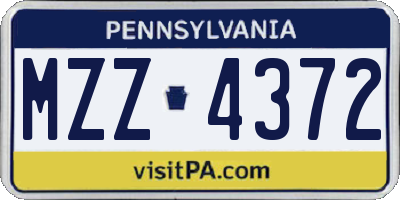 PA license plate MZZ4372