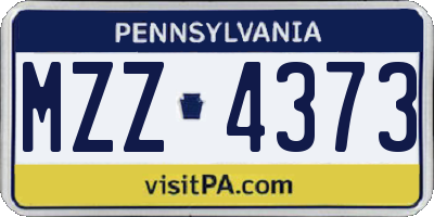 PA license plate MZZ4373