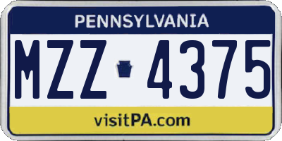 PA license plate MZZ4375