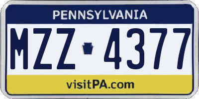PA license plate MZZ4377