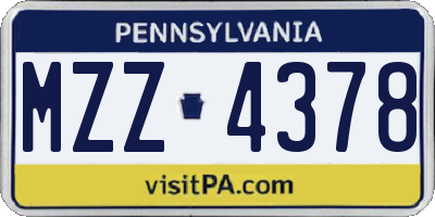 PA license plate MZZ4378