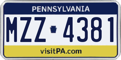 PA license plate MZZ4381