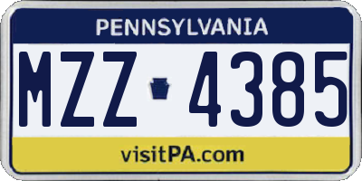 PA license plate MZZ4385