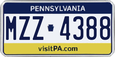 PA license plate MZZ4388