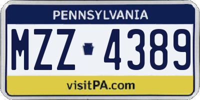 PA license plate MZZ4389