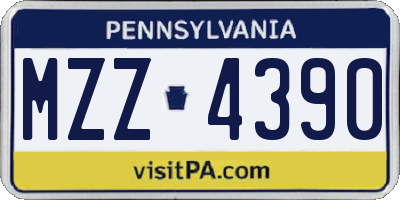 PA license plate MZZ4390