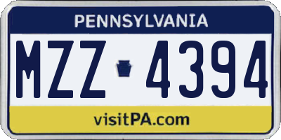 PA license plate MZZ4394