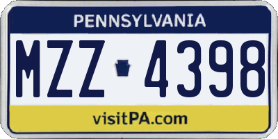 PA license plate MZZ4398