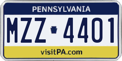 PA license plate MZZ4401