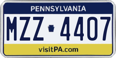 PA license plate MZZ4407