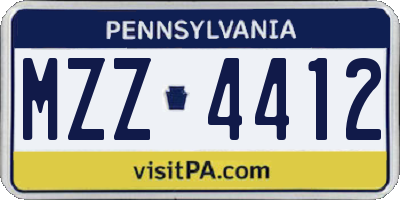 PA license plate MZZ4412