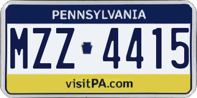 PA license plate MZZ4415