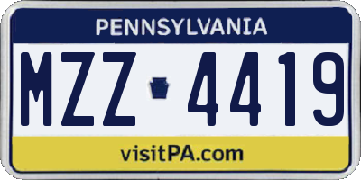 PA license plate MZZ4419