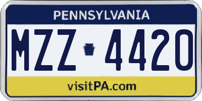 PA license plate MZZ4420