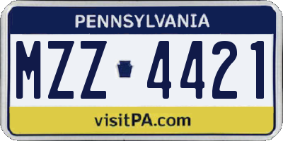 PA license plate MZZ4421