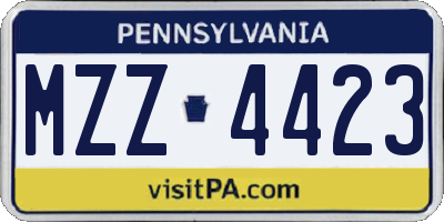 PA license plate MZZ4423