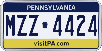 PA license plate MZZ4424