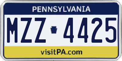 PA license plate MZZ4425