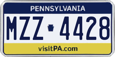 PA license plate MZZ4428