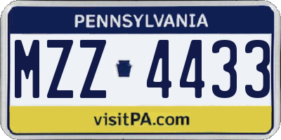 PA license plate MZZ4433