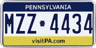 PA license plate MZZ4434