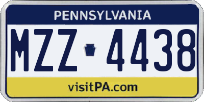 PA license plate MZZ4438