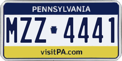 PA license plate MZZ4441