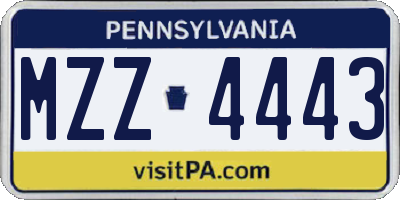 PA license plate MZZ4443