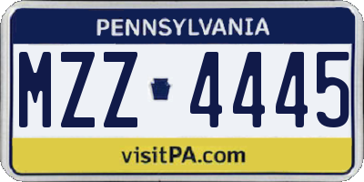 PA license plate MZZ4445