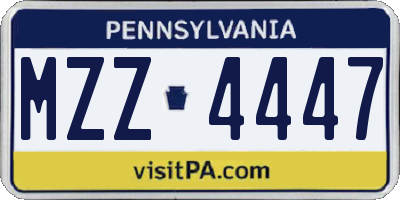 PA license plate MZZ4447