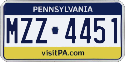 PA license plate MZZ4451