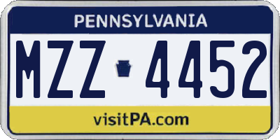 PA license plate MZZ4452