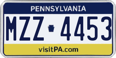 PA license plate MZZ4453