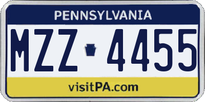 PA license plate MZZ4455